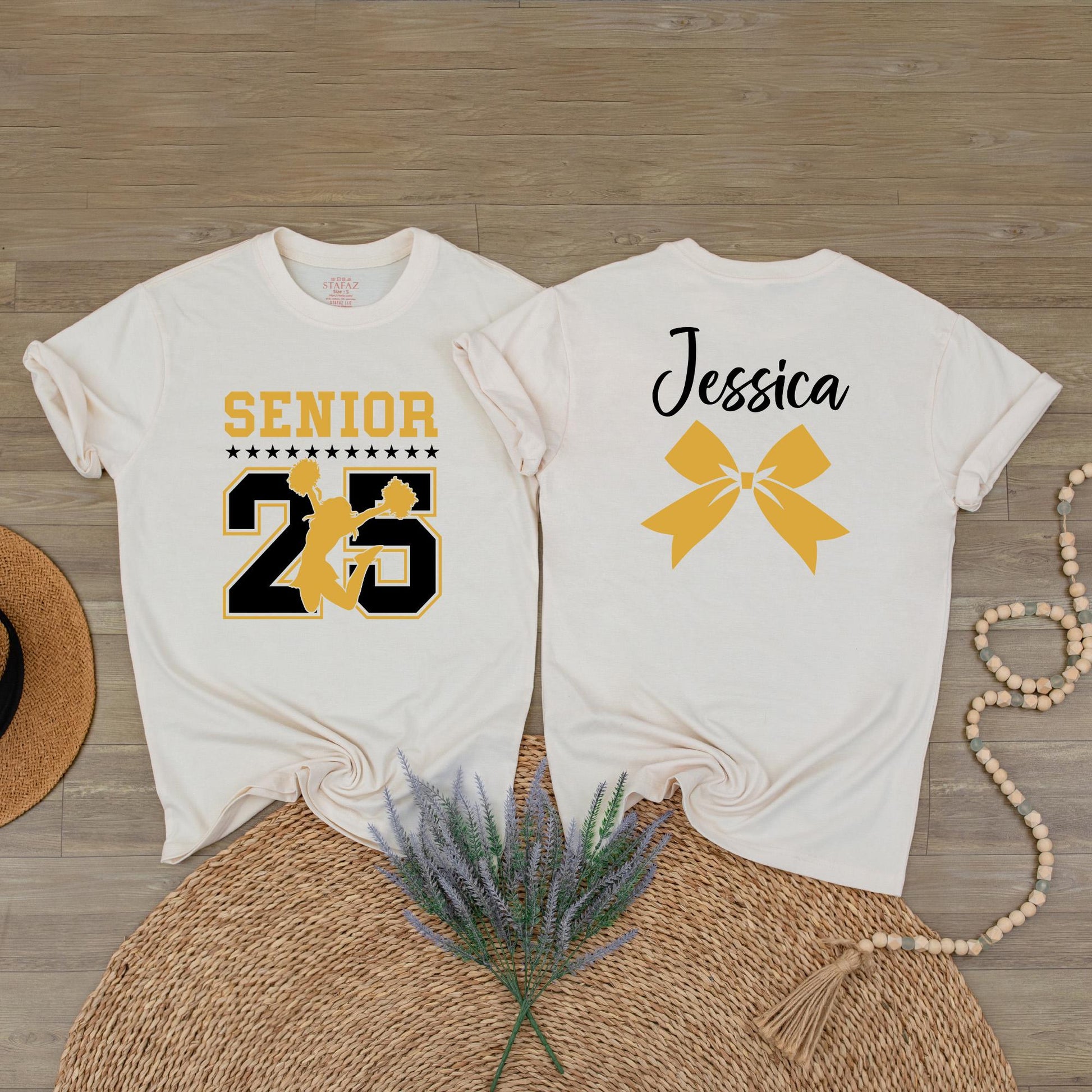 Custom Senior Cheer Shirt Personalized Graduation Year Name 2025 Cheerleader Gift