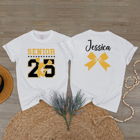 Custom Senior Cheer Shirt Personalized Graduation Year Name 2025 Cheerleader Gift