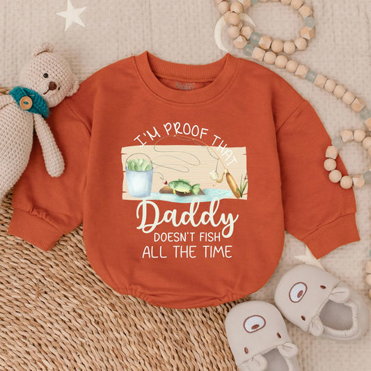Daddy Doesn't Fish All the Time Romper Cute Baby Clothes Long Sleeve Bubble Outfit Cozy Toddler Gift Idea for Baby Showers