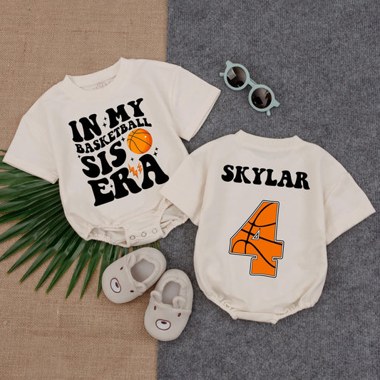 Basketball Sister Era Bubble Romper Game Day Baby Outfit Short Sleeve Newborn Gameday Clothes