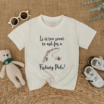 Is It Too Soon To Ask For A Fishing Pole Baby Romper Cute Fishing Bodysuit Pregnancy Announcement Gift for Baby Boy or Girl Outdoors