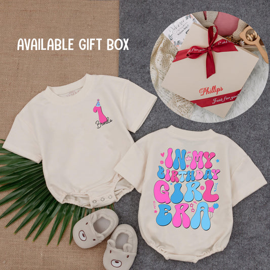 Birthday Girl Era Bubble Romper Toddler First Birthday Outfit Baby Girl Tee Romper Personalized 1st Birthday Gift