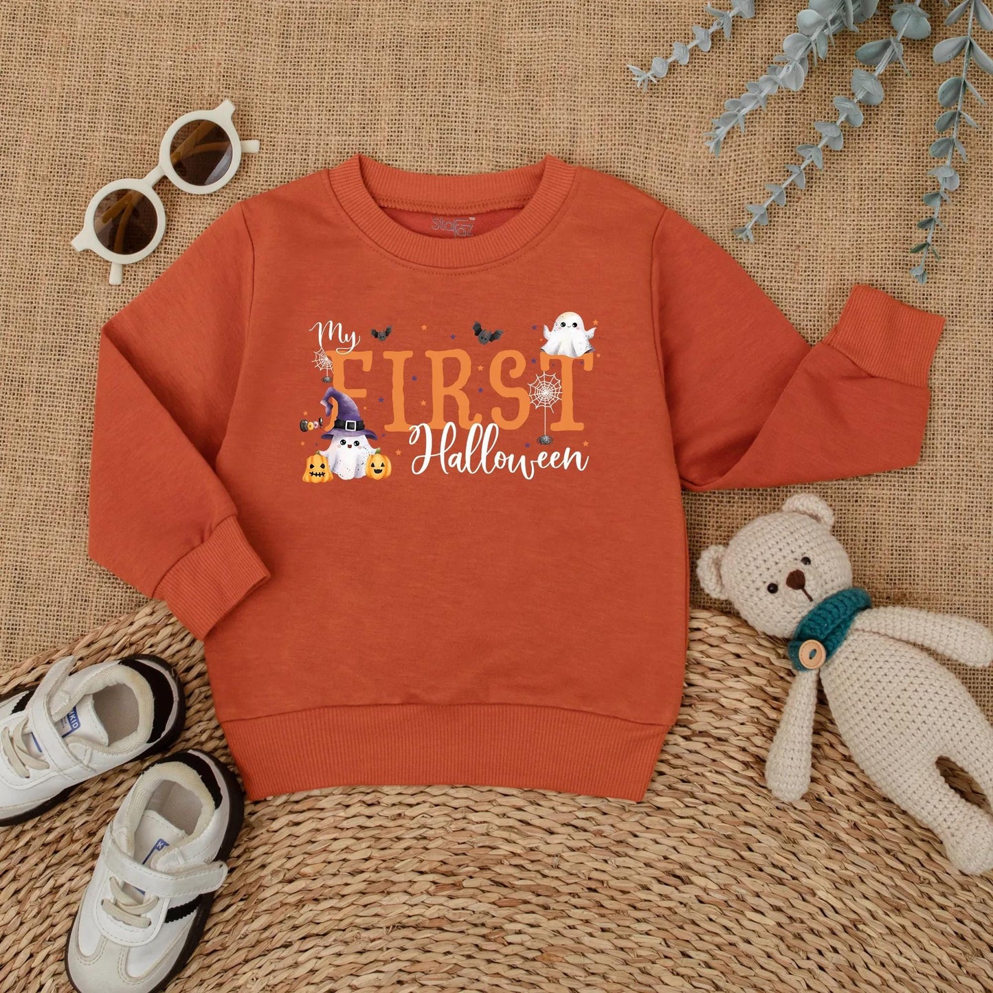 My First Halloween Baby Romper Cute Ghost Pumpkin Design Infant Bodysuit Cozy Fall Costume for Baby Shower or Spooky Gift Newborn