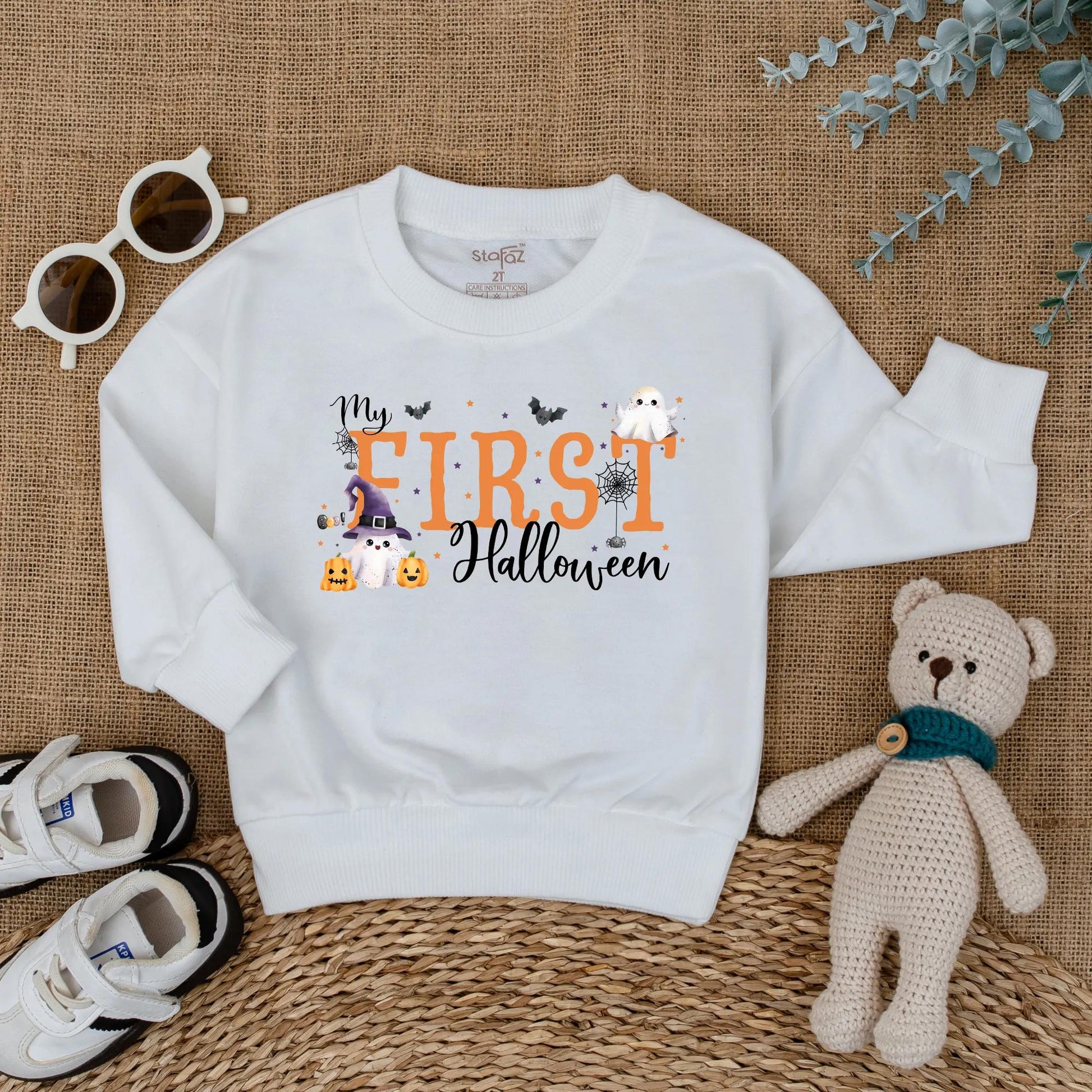 My First Halloween Baby Romper Cute Ghost Pumpkin Design Infant Bodysuit Cozy Fall Costume for Baby Shower or Spooky Gift Newborn