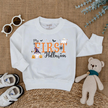 My First Halloween Baby Romper Cute Ghost Pumpkin Design Infant Bodysuit Cozy Fall Costume for Baby Shower or Spooky Gift Newborn