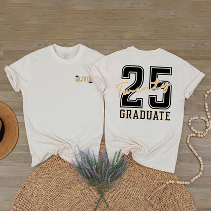 Custom Name Class of 2025 Graduation T-Shirt Personalized Senior Graduate Tee High School College Graduate Gift