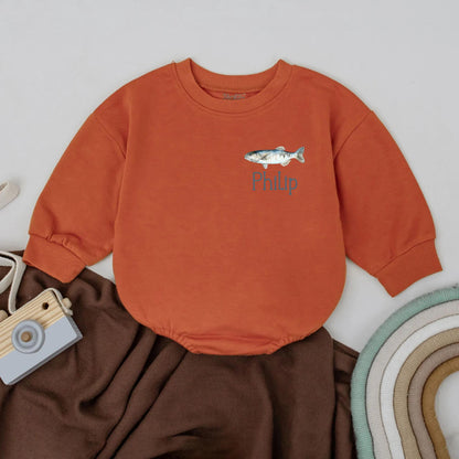 Lil' Fisherman Custom Baby Boy Romper, Personalized Name Outfit, Future Angler Clothes, Unique Baby Shower Gift, Outdoor Adventure Cotton (138 chars)