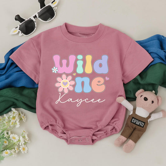 Wild One Floral Birthday Romper for Girls First Birthday Outfit Adorable Cake Smash Outfit with Pretty Flower Details Perfect Baby Girl Gift