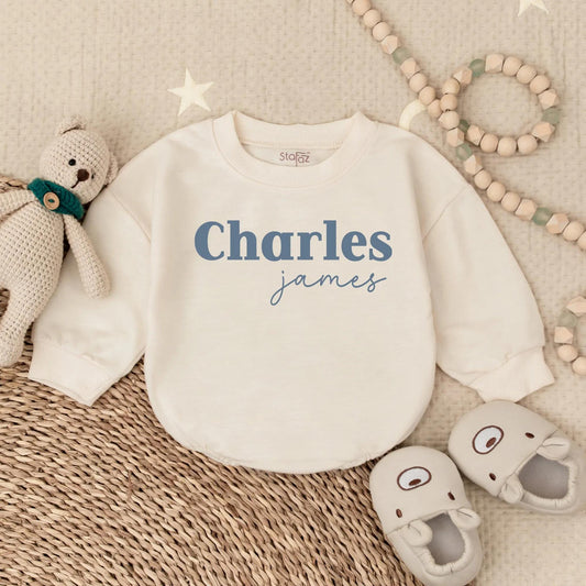 Custom Navy Baby Bubble Romper Personalized Boy Outfit Comfortable Cotton Classic Style Newborn Gift Shower Present