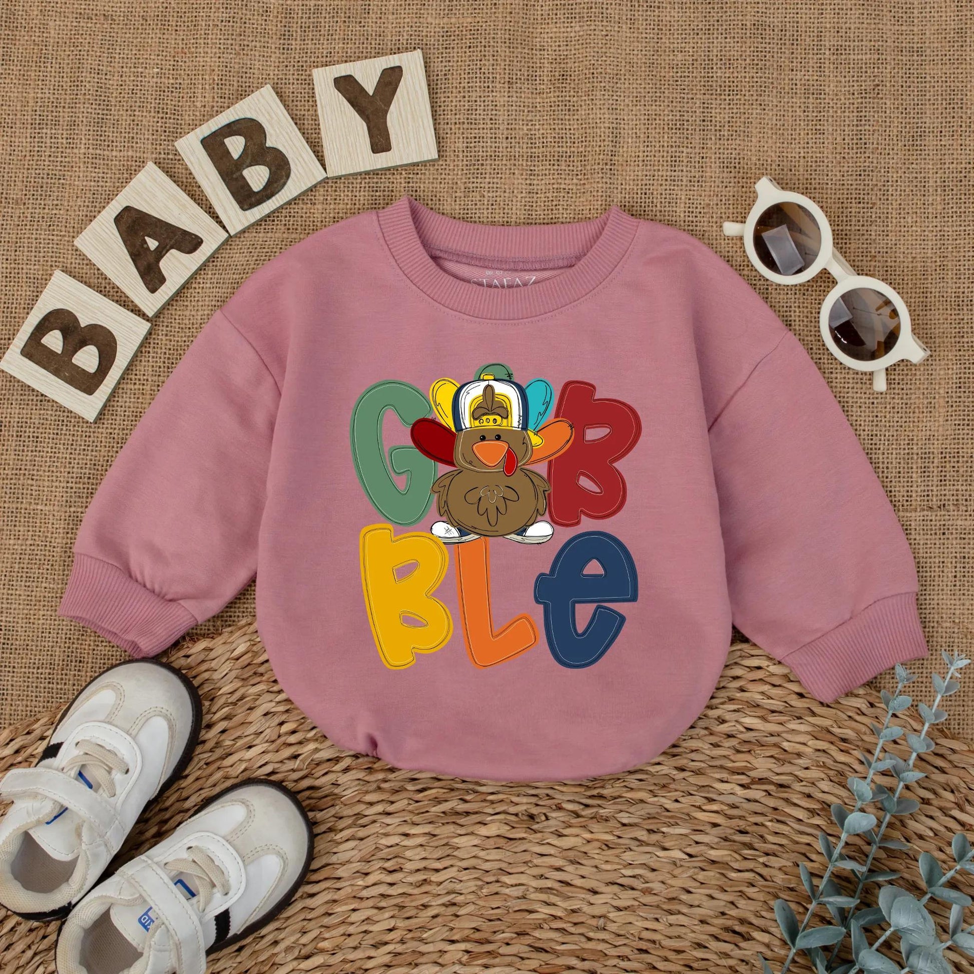 Gobble Turkey Baby Romper for Thanksgiving! Cute Fall Outfit & Baby Shower Gift for Thanksgiving Day, Infant & Toddler