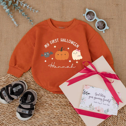 My First Halloween Baby Romper Cute Pumpkin Ghost Infant Outfit Adorable Baby Girl Clothes Spooky Season Gifts Perfect for Fall Celebrations