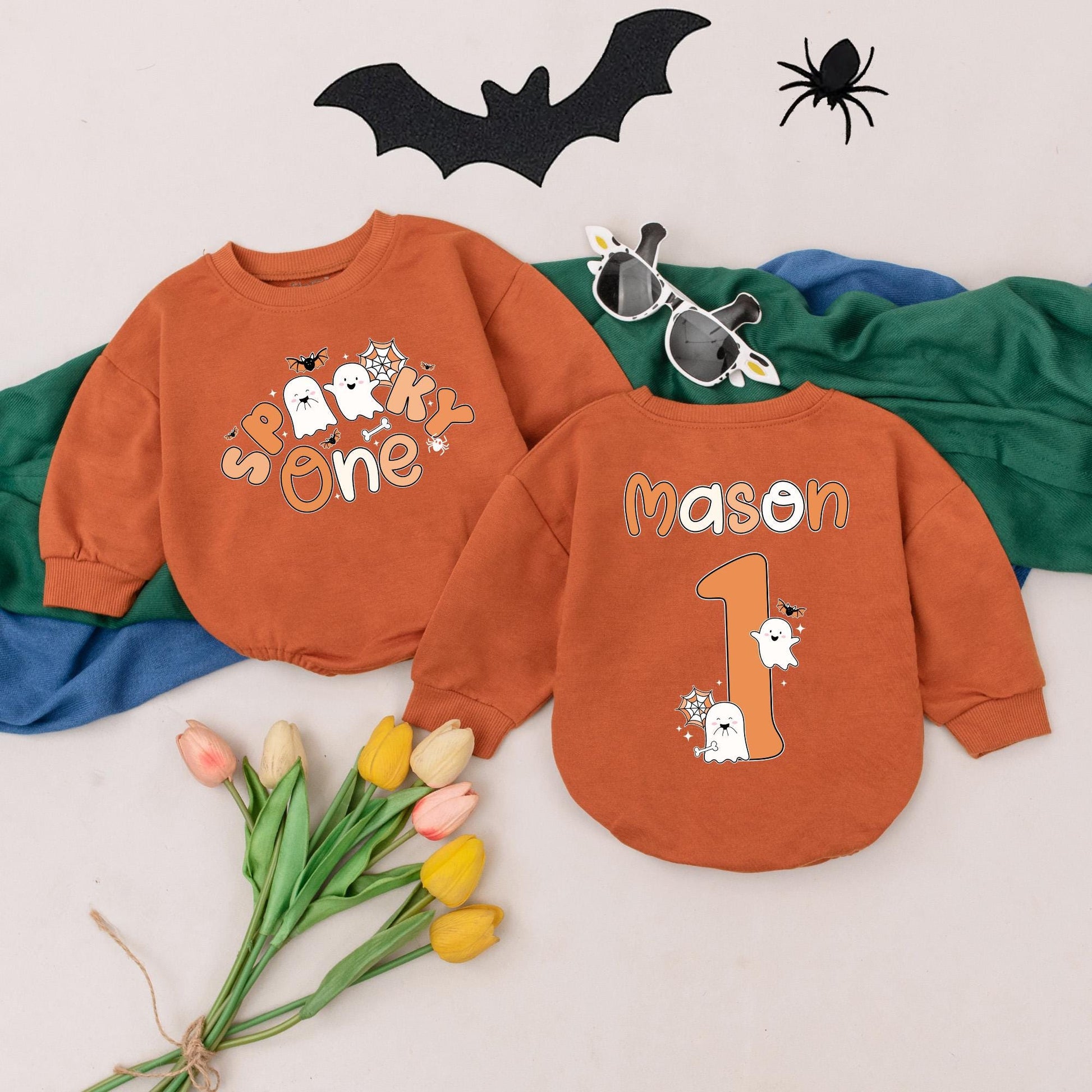 Personalized Spooky One Baby Romper My First Halloween Bodysuit Spooky Dude Baby Boo Outfit Soft Cotton Fall Season Shower Gift