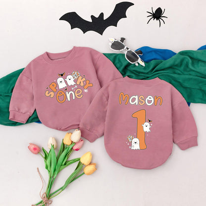 Personalized Spooky One Baby Romper My First Halloween Bodysuit Spooky Dude Baby Boo Outfit Soft Cotton Fall Season Shower Gift