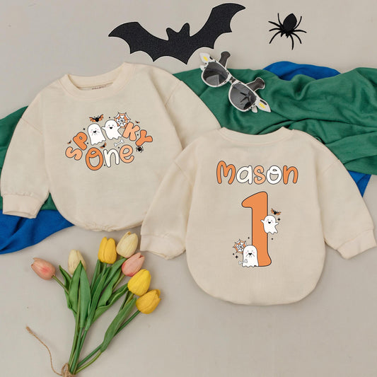 Personalized Spooky One Baby Romper My First Halloween Bodysuit Spooky Dude Baby Boo Outfit Soft Cotton Fall Season Shower Gift