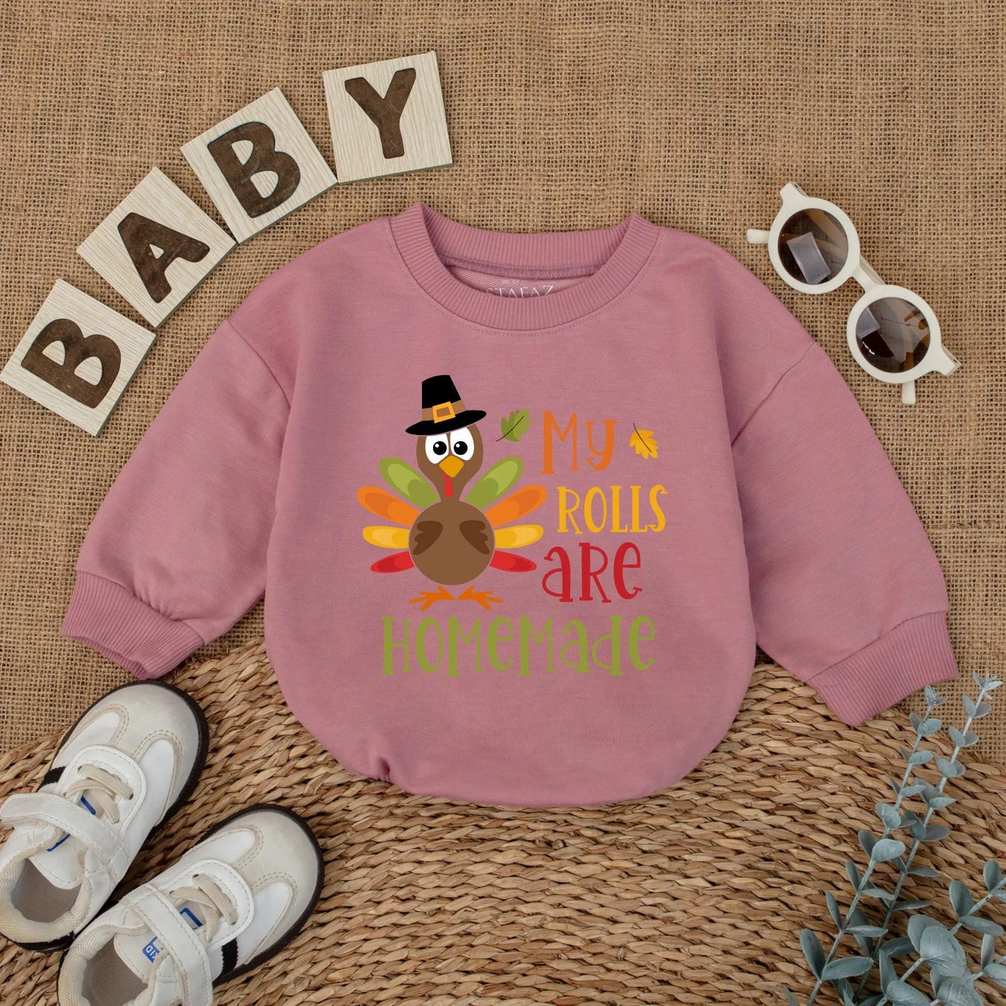 My Rolls Are Homemade Baby Romper Funny Thanksgiving Outfit Newborn Fall Longsleeve Bodysuit Cute First Holiday Bubble Coming Home Gift