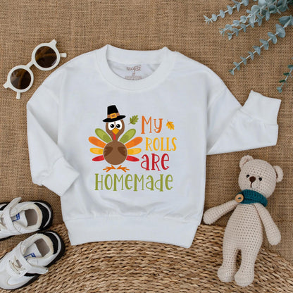 My Rolls Are Homemade Baby Romper Funny Thanksgiving Outfit Newborn Fall Longsleeve Bodysuit Cute First Holiday Bubble Coming Home Gift
