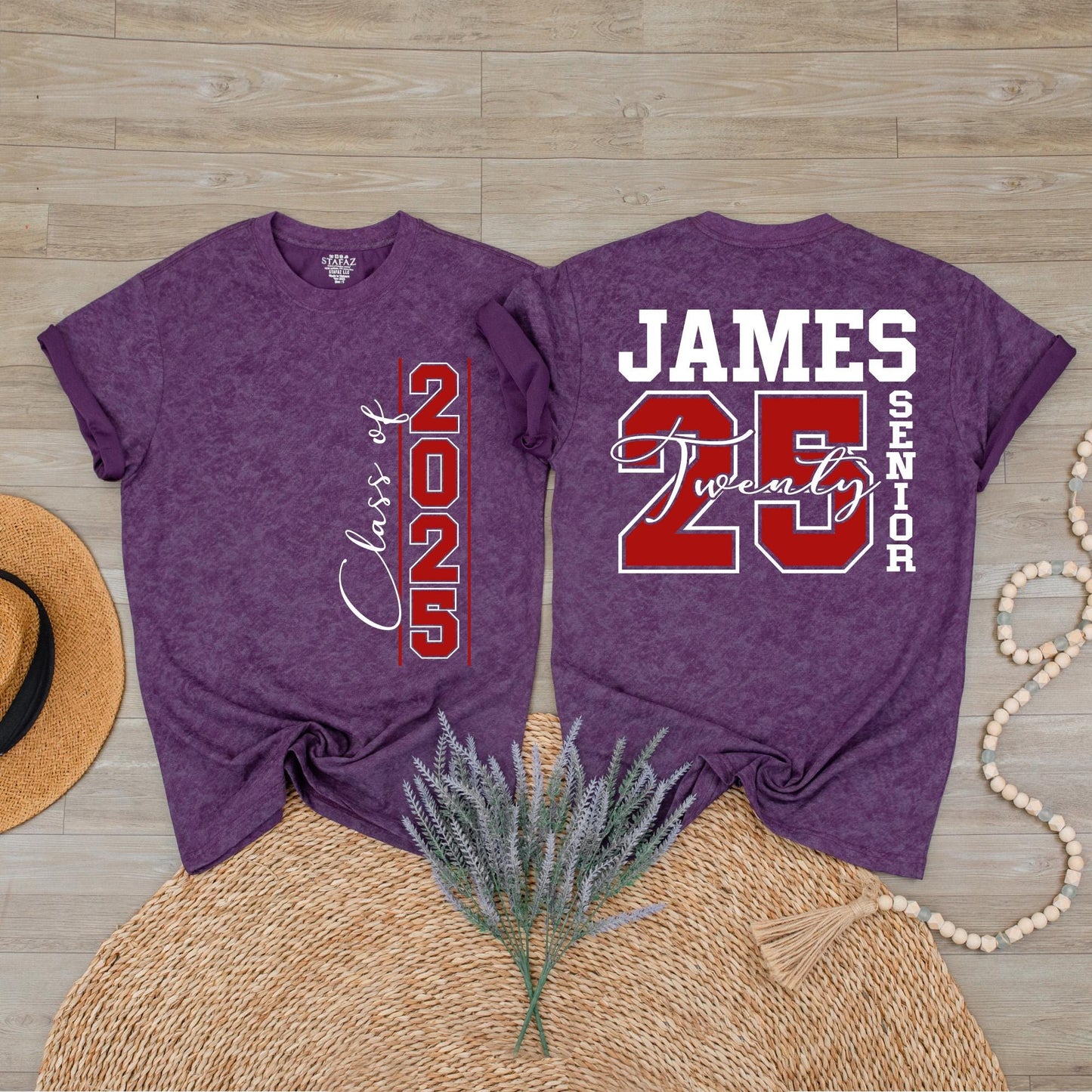 Custom Class of 2025 Senior Shirt Personalized Name and Year High School Graduation Gift for Graduate Student Group Tees