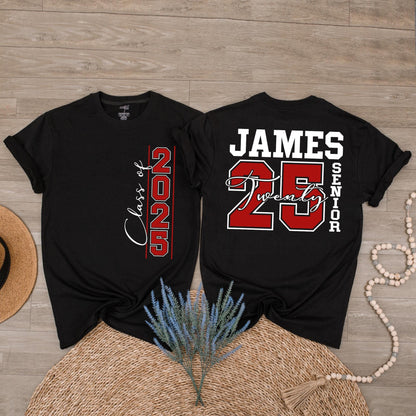 Custom Class of 2025 Senior Shirt Personalized Name and Year High School Graduation Gift for Graduate Student Group Tees