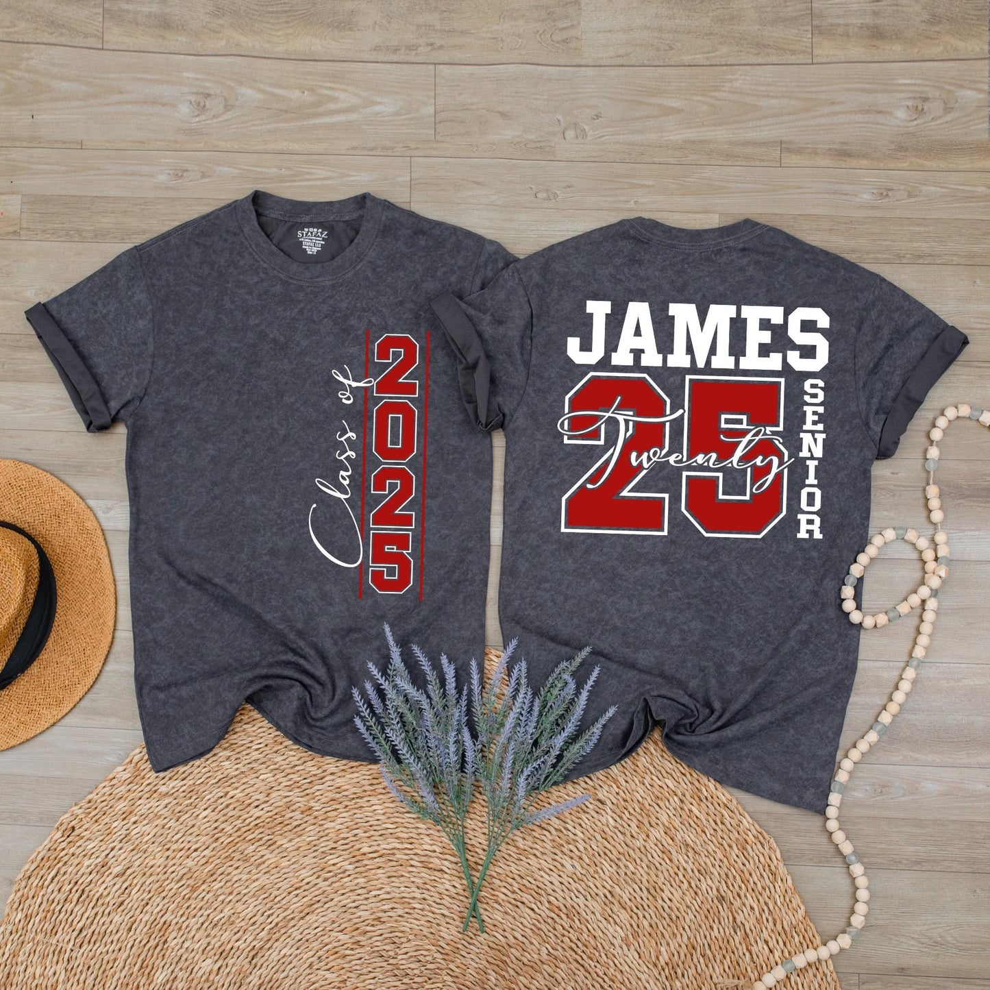 Custom Class of 2025 Senior Shirt Personalized Name and Year High School Graduation Gift for Graduate Student Group Tees