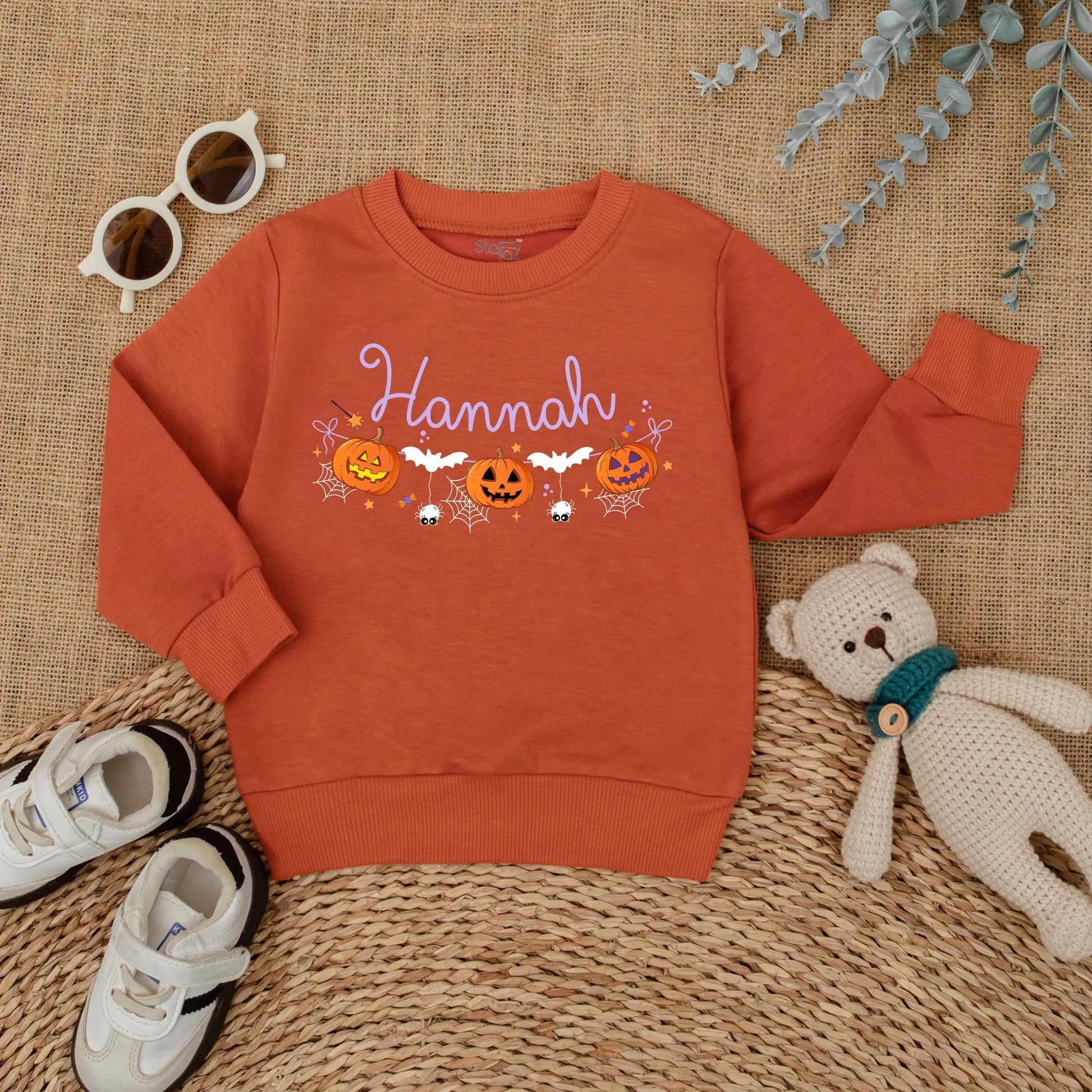 First Halloween Baby Girl Romper Personalized Pumpkin Name Outfit Cute Spooky Season Fall Baby Clothes for Girls Custom Newborn Outfit
