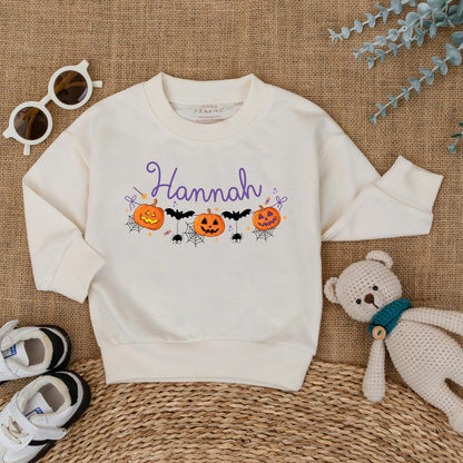 First Halloween Baby Girl Romper Personalized Pumpkin Name Outfit Cute Spooky Season Fall Baby Clothes for Girls Custom Newborn Outfit