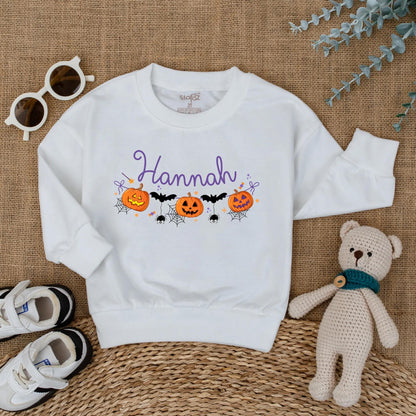 First Halloween Baby Girl Romper Personalized Pumpkin Name Outfit Cute Spooky Season Fall Baby Clothes for Girls Custom Newborn Outfit
