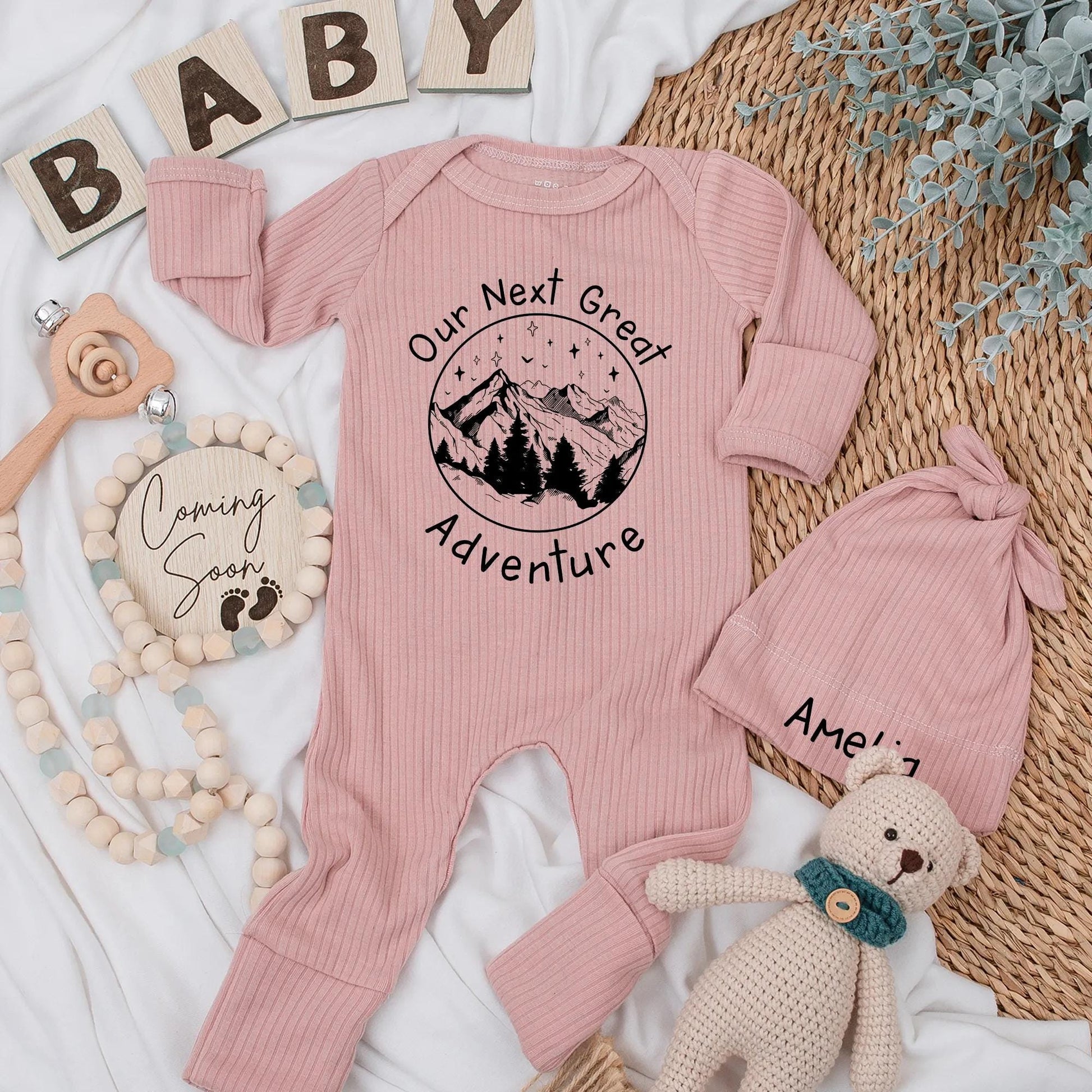 Custom Our Next Great Adventure Bodysuit Hiking Mountain Baby Outfit Outdoor Explorer Newborn Clothes Gift