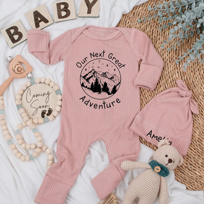 Custom Our Next Great Adventure Bodysuit Hiking Mountain Baby Outfit Outdoor Explorer Newborn Clothes Gift