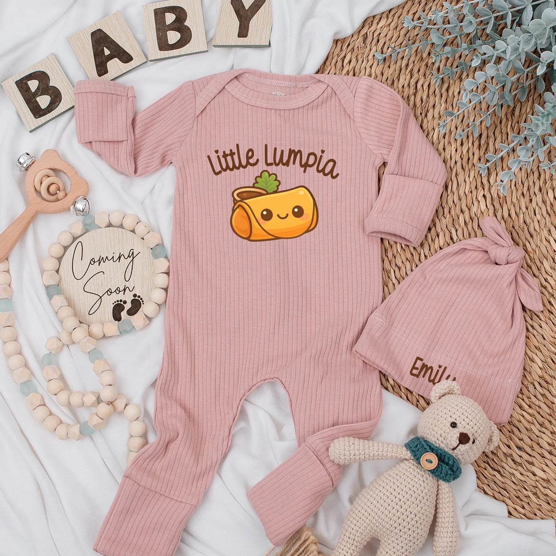 Little Lumpia Baby Bodysuit Cute Filipino Food Outfit Personalized Foodie Newborn Clothes Baby Shower Gift