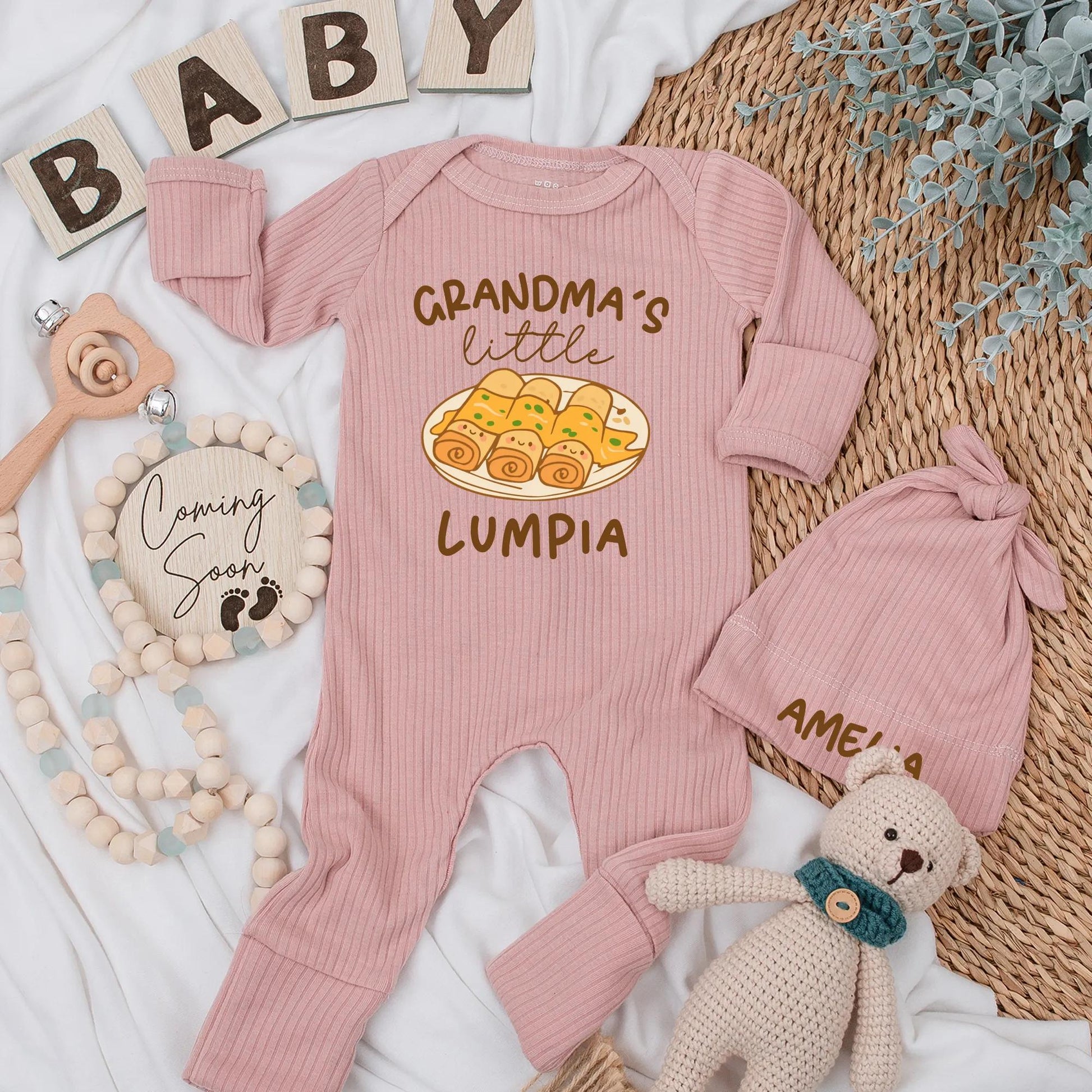 Grandma's Little Lumpia Baby Bodysuit - Filipino Baby Outfit, Custom Gift for Grandma, Funny Asian Food Baby Shower Gift