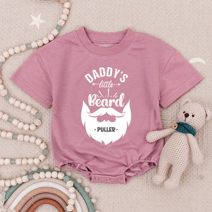 Daddy's Little Beard Puller Baby Romper Funny Cute Father's Day Gift Love My Dad Natural Newborn Announcement Bodysuit