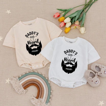 Daddy's Little Beard Puller Baby Romper Funny Cute Father's Day Gift Love My Dad Natural Newborn Announcement Bodysuit