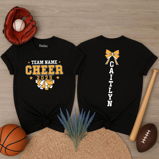 Custom Cheer Team Name Shirt, Personalized Cheerleader Gift for Cheer Mom, School Spirit Outfit, Cheer Competition Apparel