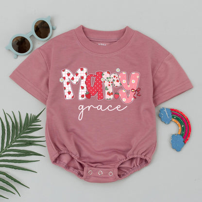 Mary Grace Strawberry Baby Bubble Romper Cute Fruit Summer Bodysuit Personalized Birthday Outfit Baby Shower Gift