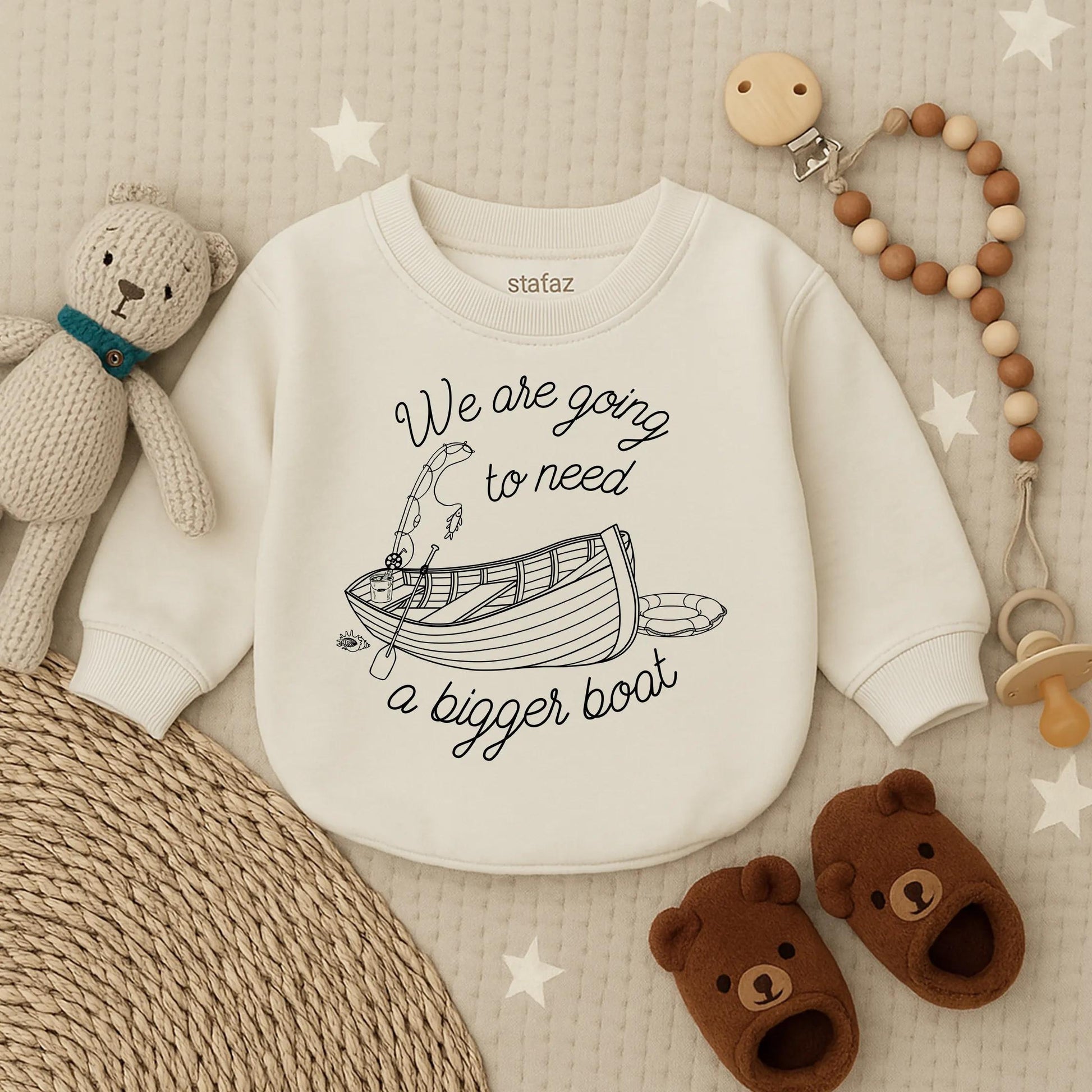 We're Gonna Need A Bigger Boat Baby Romper Bodysuit - Pregnancy Reveal, Baby Shower Gift, Baby Boy or Girl Clothes