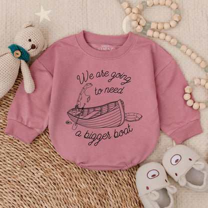 We're Gonna Need A Bigger Boat Baby Romper Bodysuit - Pregnancy Reveal, Baby Shower Gift, Baby Boy or Girl Clothes