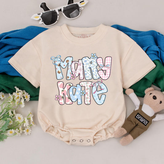 Personalized Floral Baby Bubble Romper Custom Name Girl Outfit First Birthday Gift Baby Shower Clothes