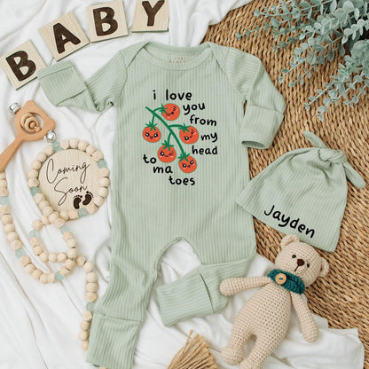 Cute Tomato Baby Bodysuit I Love You From My Head Tomatoes Funny Fruit Veggie Newborn Outfit Baby Shower Gift Romper Cotton Soft