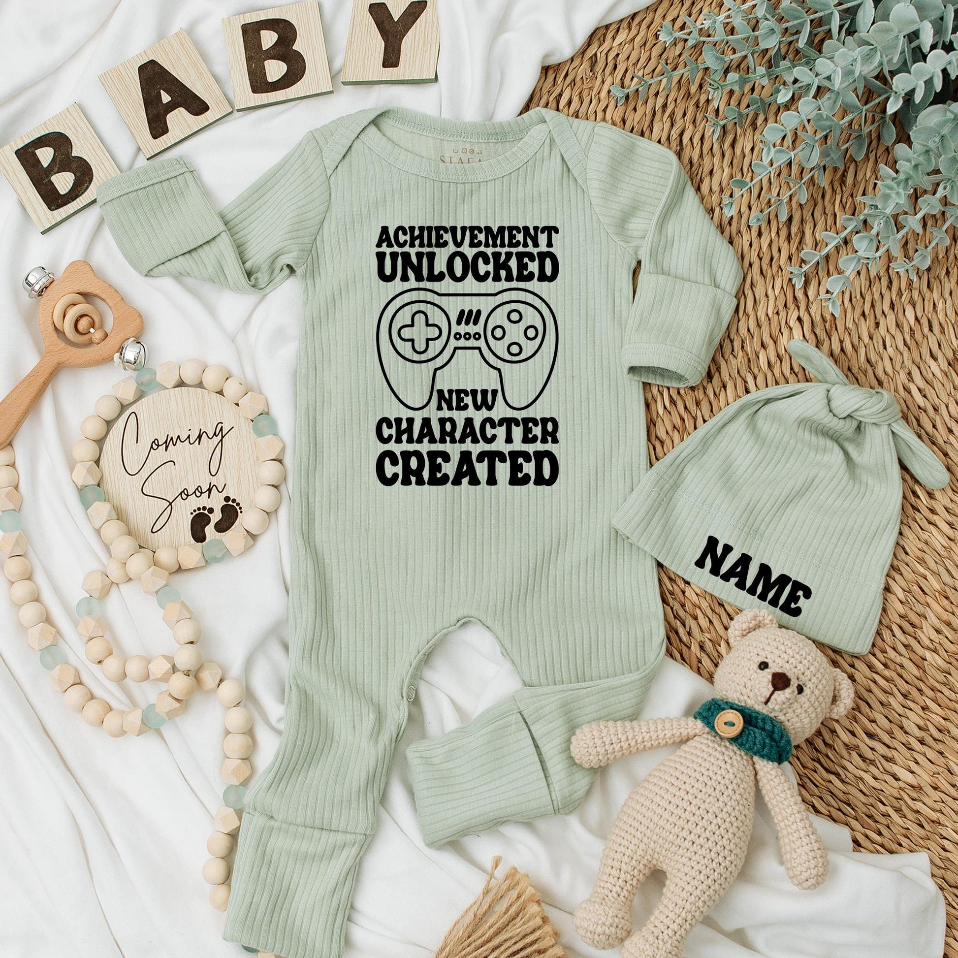 Achievement Unlocked Baby Bodysuit New Character Created Gaming Newborn Outfit Retro Video Game Baby Shower Reveal Gift for New Parents