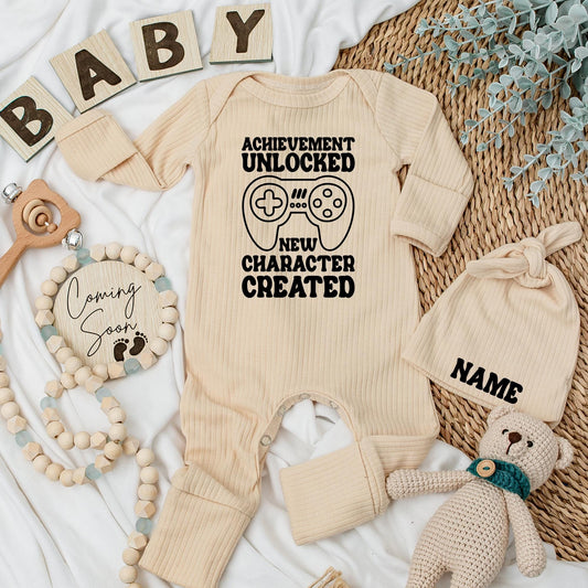 Achievement Unlocked Baby Bodysuit New Character Created Gaming Newborn Outfit Retro Video Game Baby Shower Reveal Gift for New Parents