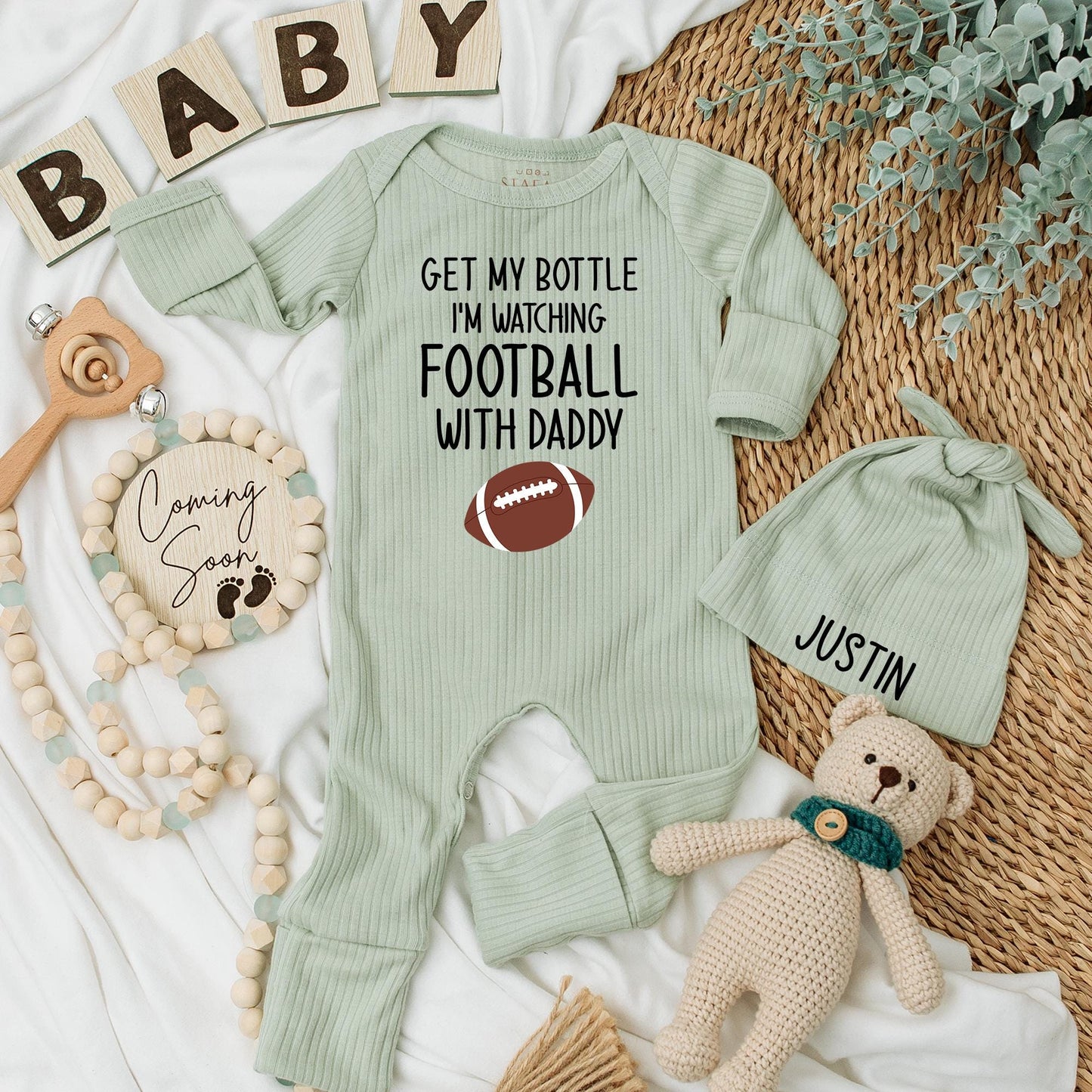 Football Daddy & Me Bodysuit Funny Game Day Baby Outfit Newborn Sports Fan Gift
