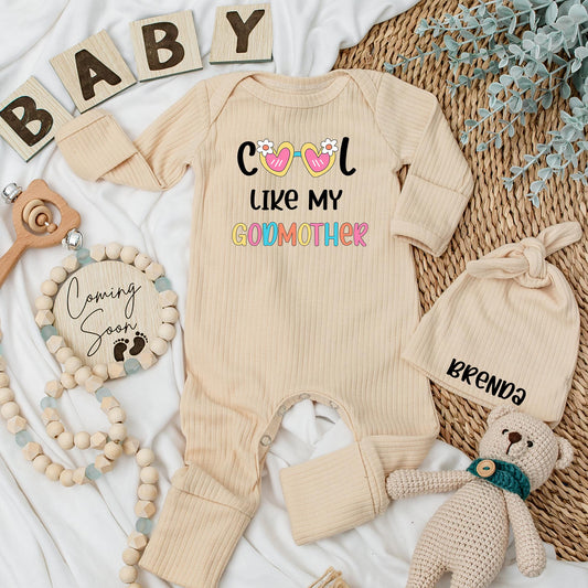 Cool Like My Godmother Baby Bodysuit with Fun Sunglasses, Colorful Goddaughter Outfit for Baptism Gift from Godmom, Baby Reveal Present 138