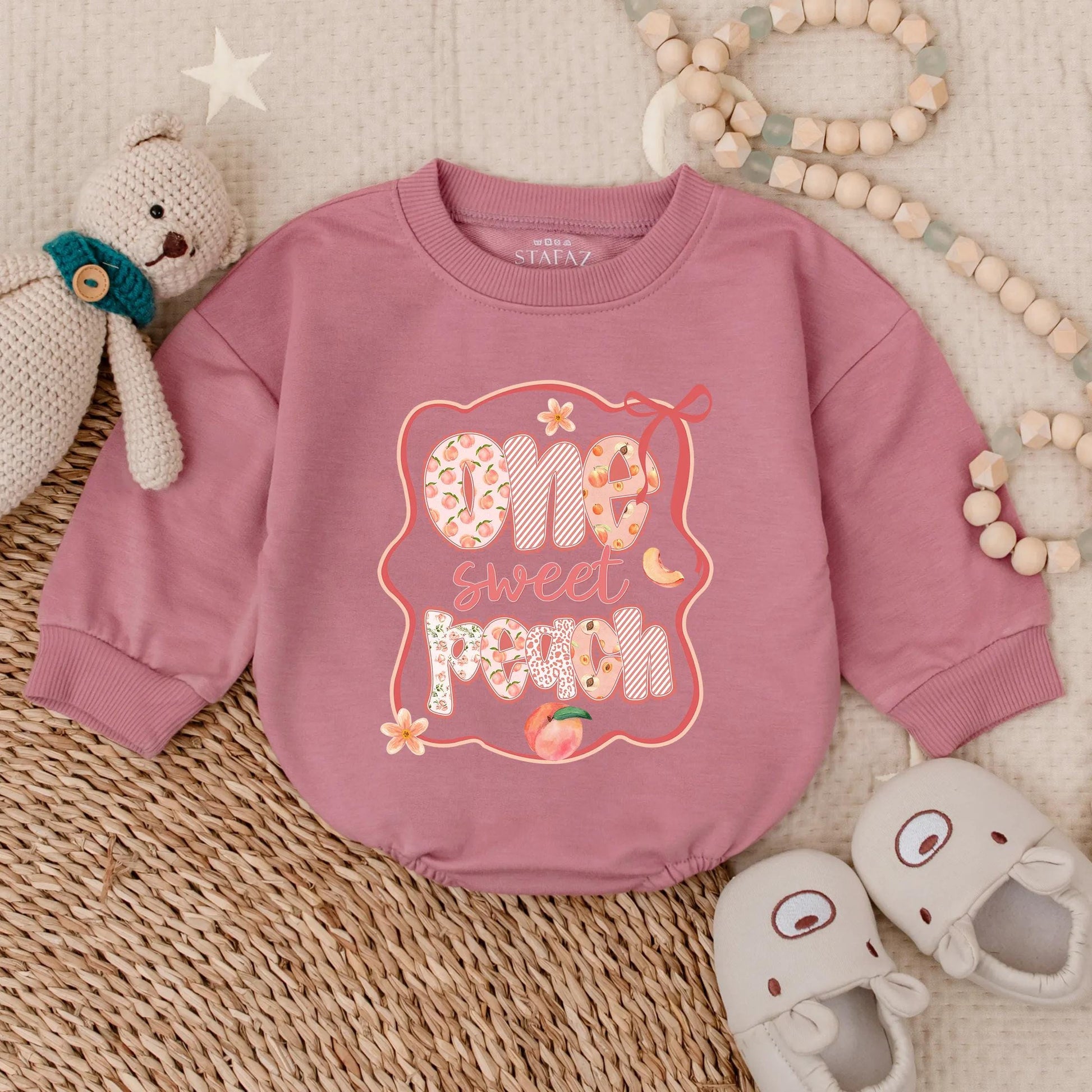 Sweet Peach Bubble Romper Baby Girl Outfit for Birthday or Baby Shower Gift Newborn Peach Baby Shower Outfit