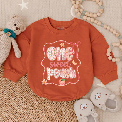 Sweet Peach Bubble Romper Baby Girl Outfit for Birthday or Baby Shower Gift Newborn Peach Baby Shower Outfit