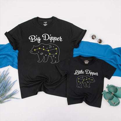 Big Dipper Little Dipper Matching Bear Family Shirts Custom Celestial Outfit for New Mom Dad Baby