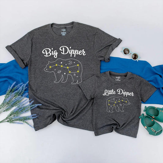 Big Dipper Little Dipper Matching Bear Family Shirts Custom Celestial Outfit for New Mom Dad Baby