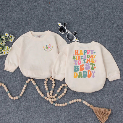 Happy Birthday Daddy Bubble Romper Retro Toddler Girl Outfit Cute Infant Tee Daddy's Girl Celebration Gift