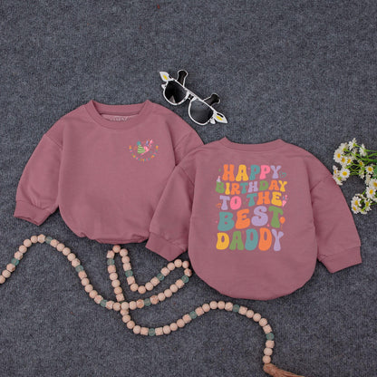 Happy Birthday Daddy Bubble Romper Retro Toddler Girl Outfit Cute Infant Tee Daddy's Girl Celebration Gift