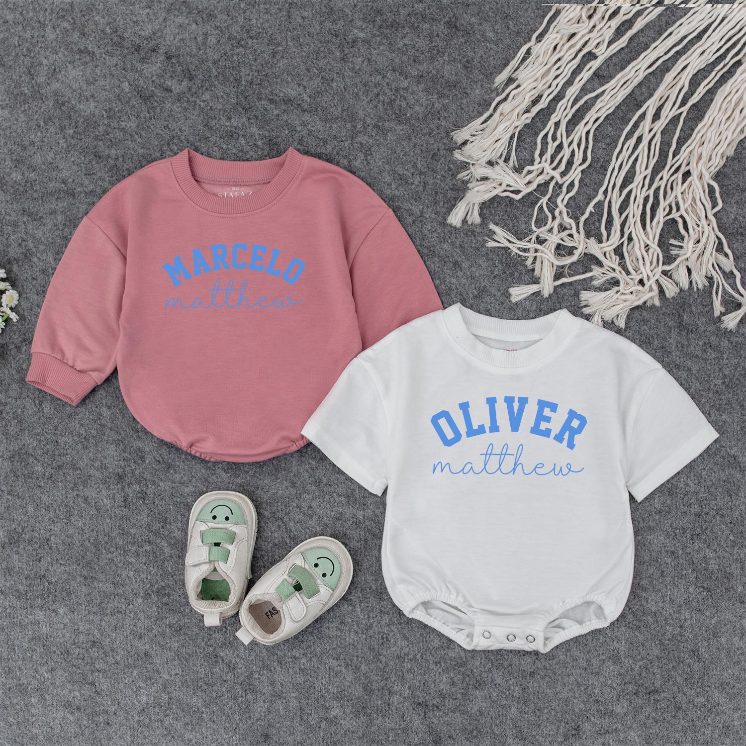 Custom Baby Boy Bubble Romper | Personalized First & Middle Name Outfit | Baby Shower Gift | Cute Infant Coming Home Clothes