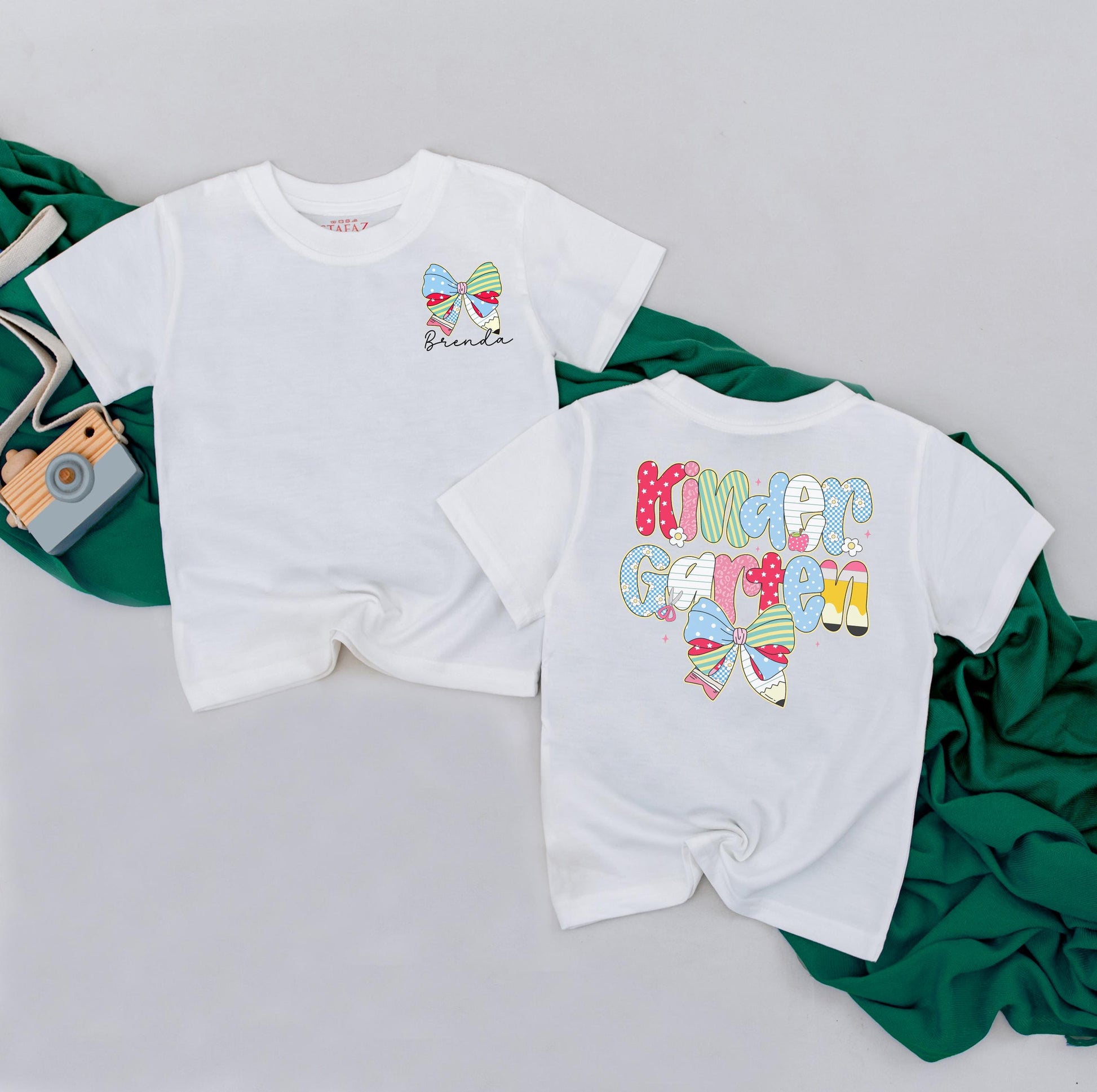 Personalized Kindergarten Bow Romper for Girls with Custom Name Back to School Toddler Outfit Soft Comfortable First Day Wear